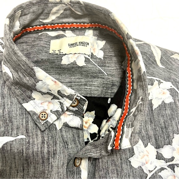 SUNRISE KINGDOM COTTON SOFT RELAXED ORCHIDS PRINT SHIRT SLEEVE BUTTON UP SHIRT - Picture 5 of 10